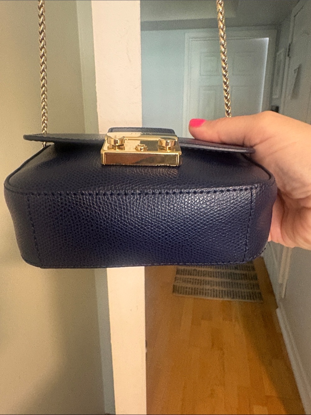 FURLA METROPOLIS Crossbody Mini Nero, Navy in 6 by 5 iinches EUC. - Picture 5 of 9
